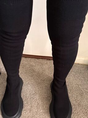 Black Stretch Sock Booties — Women's Sleek Ankle Boots